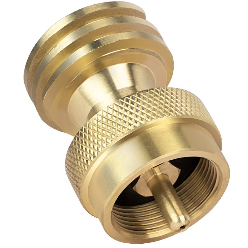 GASPRO 1lb Propane Tank Adapter, 20lb to 1lb Converter, Hook Up Small Propane Tanks When 20lb Ran Out, Solid Brass - Image 1